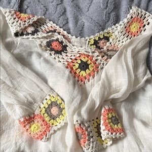 APRICOT White Blouse with Crochet Accents